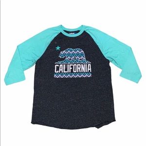 Tony Hawk Gray Teal California 3/4 Sleeve Tee T shirt sz L